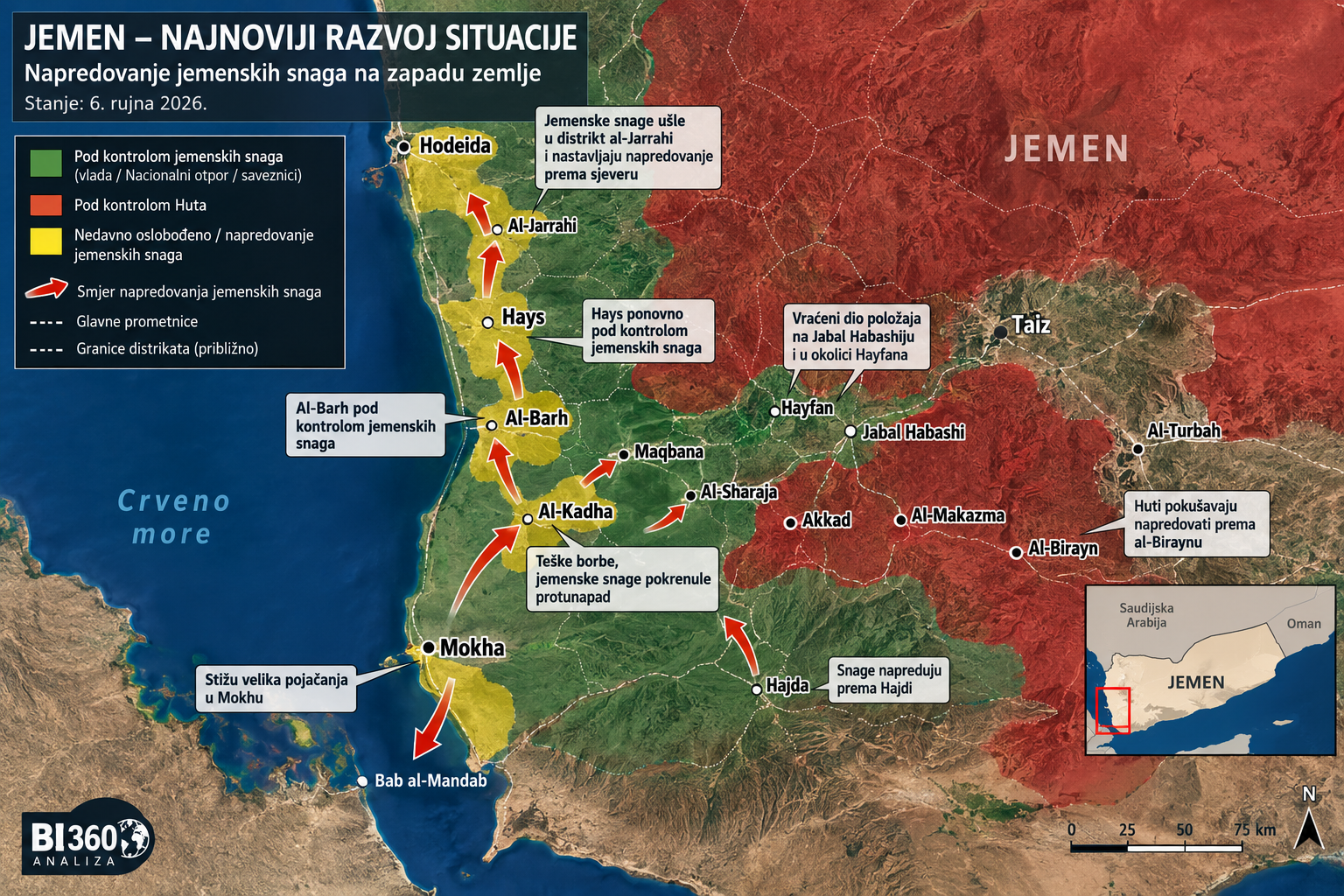 Nova bitka za Jemen: Huti krenuli u ofenzivu, vladine snage uzvratile na više frontova