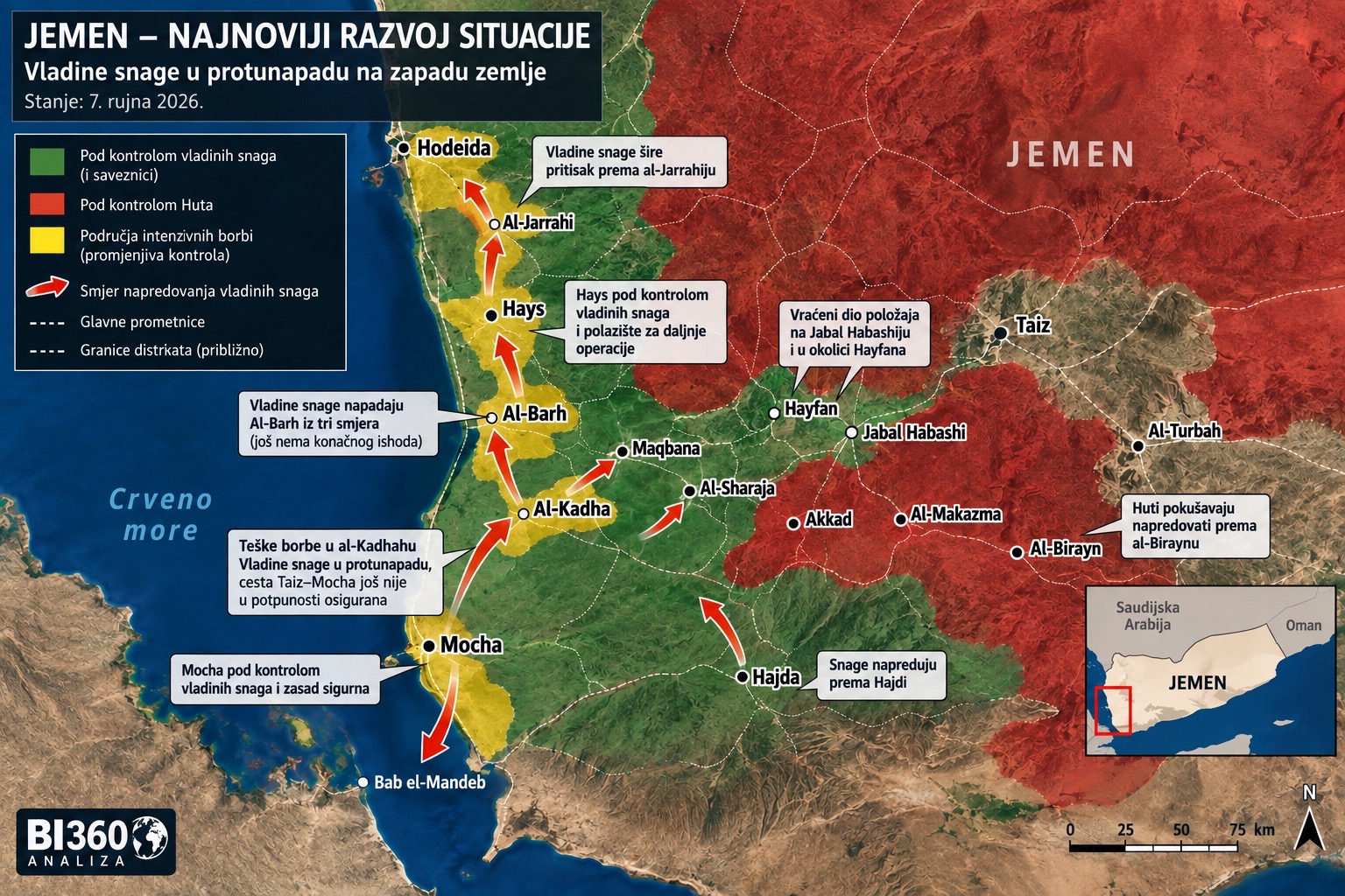Preokret u Jemenu: vladin protunapad se širi, otvorena nova fronta prema al-Jawfu